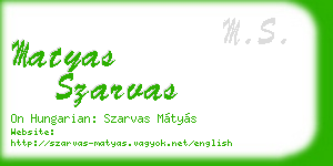 matyas szarvas business card