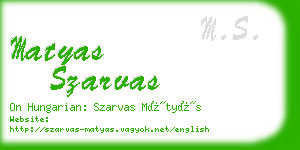 matyas szarvas business card
